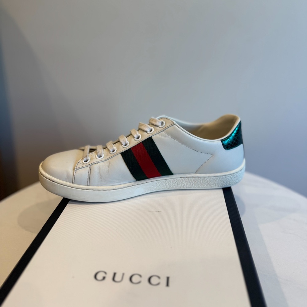 Women's Gucci Ace Embroidered White Leather Sneakers - Picture 3 of 8